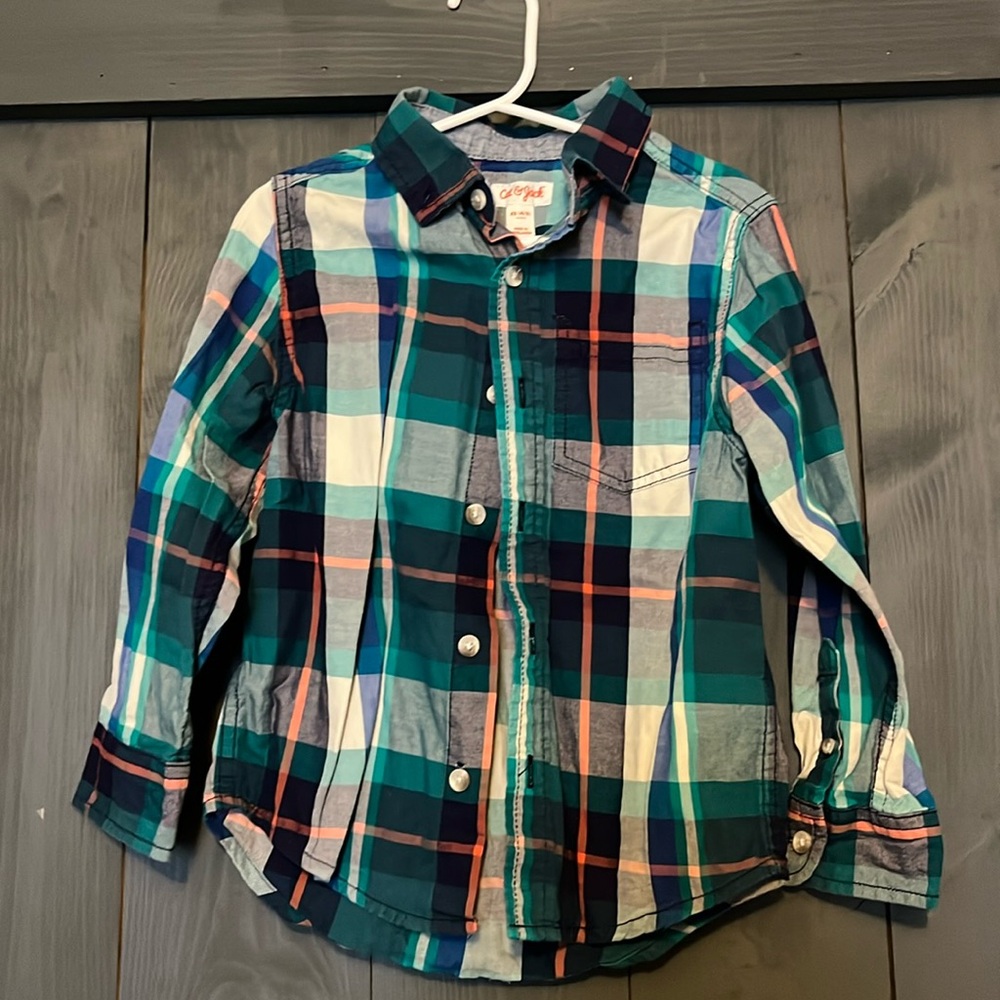 Cat & Jack button long sleeve boys shirt size 4-5